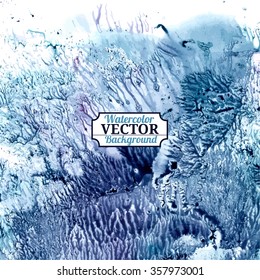 Vector watercolor marble imitation  light turquoise with dark azure background