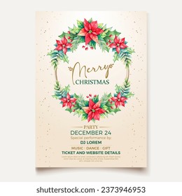 vector Watercolor Merry Christmas party poster template