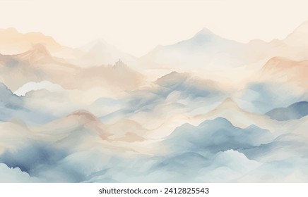 vector watercolor minimalistic landscape background	
