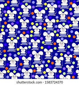 Vector watercolor mouse pattern. The pattern is perfect for children's textiles, children's illustrations, postcards, patterns, prints, wrapping paper.