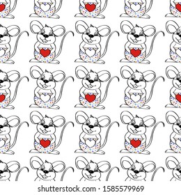 Vector watercolor mouse pattern. The pattern is perfect for children's textiles, children's illustrations, postcards, patterns, prints, wrapping paper. 
