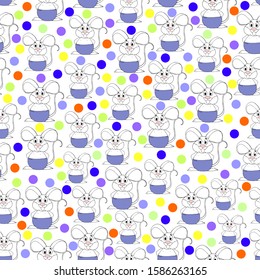 Vector watercolor mouse pattern. The pattern is perfect for children's textiles, children's illustrations, postcards, patterns, prints, wrapping paper.