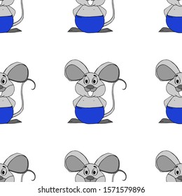 Vector watercolor mouse pattern. Textile, book illustrations, textile, greeting card, wrapping paper, wallpaper.