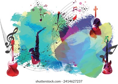 vector watercolor musical concert background