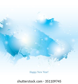 Vector watercolor New Year background. Colorful abstract texture. Vector design elements. Vector watercolor splash. Vector winter art background. Grunge blue. Handmade unique