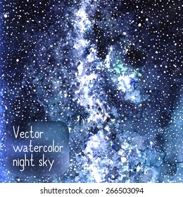 Vector watercolor night sky. Hand drawn. Eps 10.