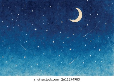 vector watercolor night sky illustration