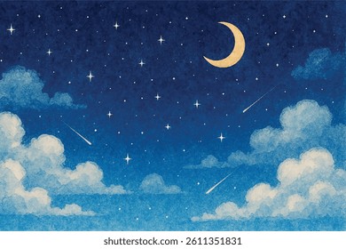 vector watercolor night sky illustration