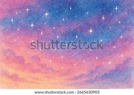 vector watercolor night sky illustration