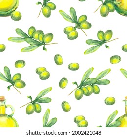 Vector watercolor olive branch pattern. hand-drawn background green olives and leaves
Seamless floral pattern. Suitable for coloring book, wallpaper, textile.