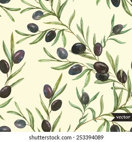 vector, watercolor, olive, pattern, wallpaper