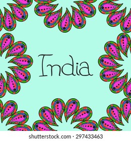 vector watercolor oriental seamless pattern. hand drawn frame. India art