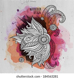Vector watercolor paint abstract floral design