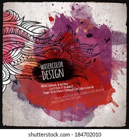 Vector watercolor paint abstract floral design