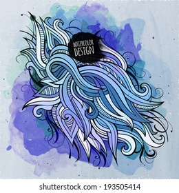Vector watercolor paint abstract floral design