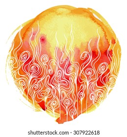 Vector watercolor paint abstract floral design
