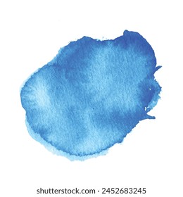 Vector watercolor paint blob. Vivid colorful ink stain detailed vector background blue color