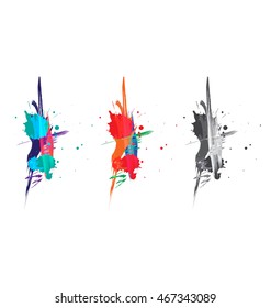 Vector watercolor paint splash set