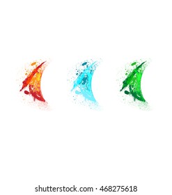 Vector watercolor paint splash set