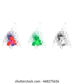 Vector watercolor paint splash set