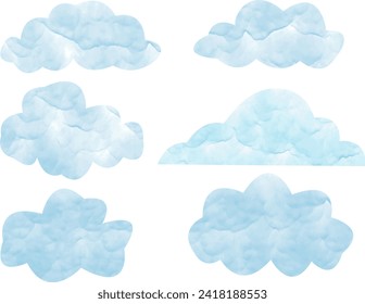 Vector watercolor painted colorful clouds