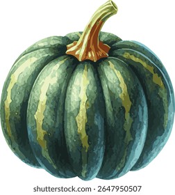 Aquarela vetorial pintada ilustração de uma abóbora de bolota