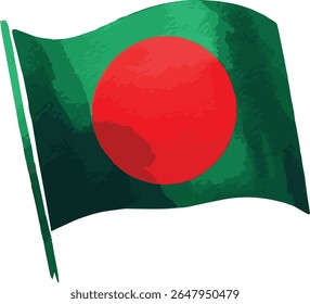 Vector watercolor painted illustration of a bangladesh flag