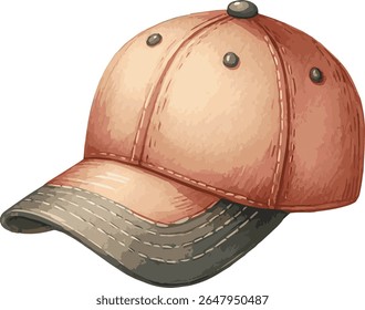 Vector watercolor painted illustration of a baseball cap