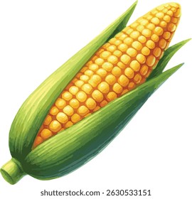 Vector watercolor painted illustration of a corn