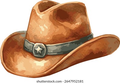 Aquarela vetorial pintada ilustração de um chapéu de cowboy