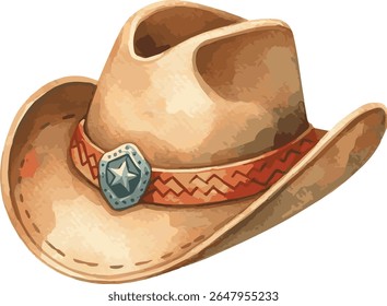 Aquarela vetorial pintada ilustração de um chapéu de cowboy
