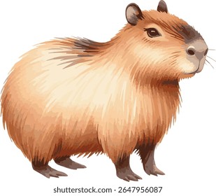 Vetor aquarela pintada ilustração de capivara bonito