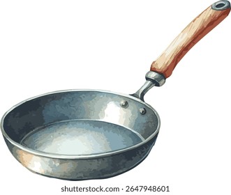 Vector watercolor painted illustration of a frying pan