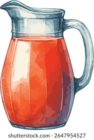 Vector watercolor painted illustration of a juice jug