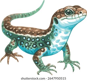 Aquarela vetorial pintada ilustração de um lagarto