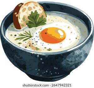 Vector watercolor painted illustration of a soup
