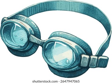 Vector watercolor painted illustration of swimming goggles