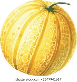 Aquarela vetorial pintada ilustração de um melão amarelo