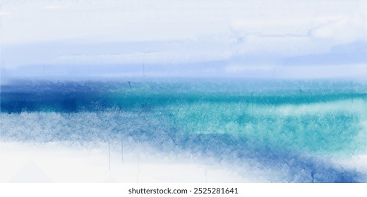 Arte abstracto de la pintura de la acuarela del Vector, fondo de la naturaleza del paisaje. Pincel de acuarela, salpicadura, textura de papel y diseño de color de movimiento borroso para espacio de copia, póster, Fondo de pantalla, Anuncio, Plantilla