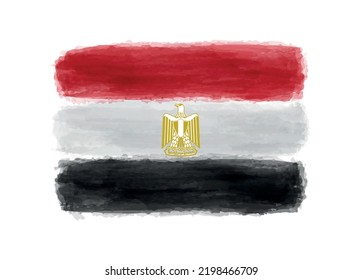 Vector watercolor painting flag of Egypt.