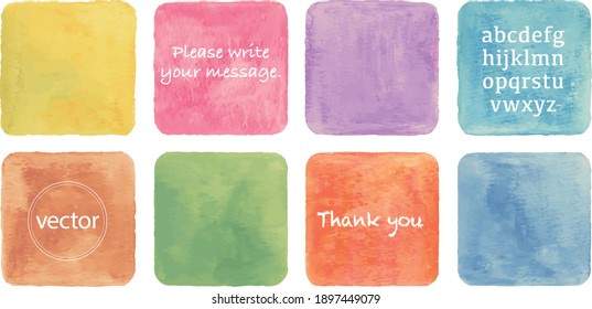 Vector watercolor painting square set