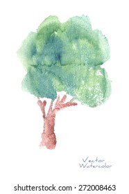 A vector watercolor painting of a tree