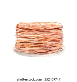 vector watercolor pancake. It can be used for card, postcard, cover, invitation