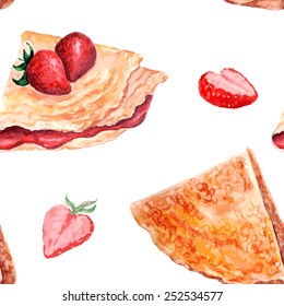vector watercolor pancake. It can be used for card, postcard, cover, invitation