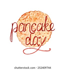 Vector Watercolor Pancake Day Logo.