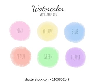 Vector Watercolor pastel backgrounds.   Isolated on white
