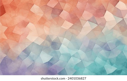 Vector watercolor pattern abstract background teal, terracotta, and lavender pastel color