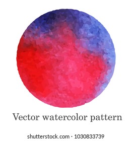 Vector Watercolor Pattern. Blue or red watercolor stain handmade. For your design, postcards, decorations, covers.