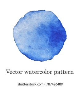 Vector watercolor pattern. Blue watercolor stain handmade.