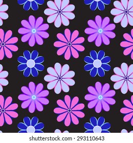 Vector watercolor pattern with bright flowers in variety of colors. Seamless texture for web print wallpaper home decor textile wrapping paper spring, summer fall fashion fabric invitation background